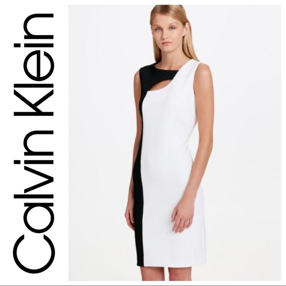Calvin Klein Color-block Cut-Out Sheath Dress - Picture 1 of 5